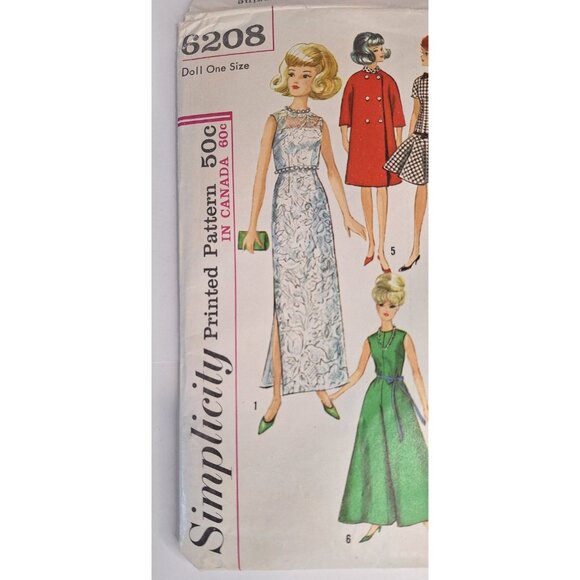Simplicity 6208 Pattern Doll Clothes Barbie Midge Misty Teen Model Dolls - Picture 2 of 6
